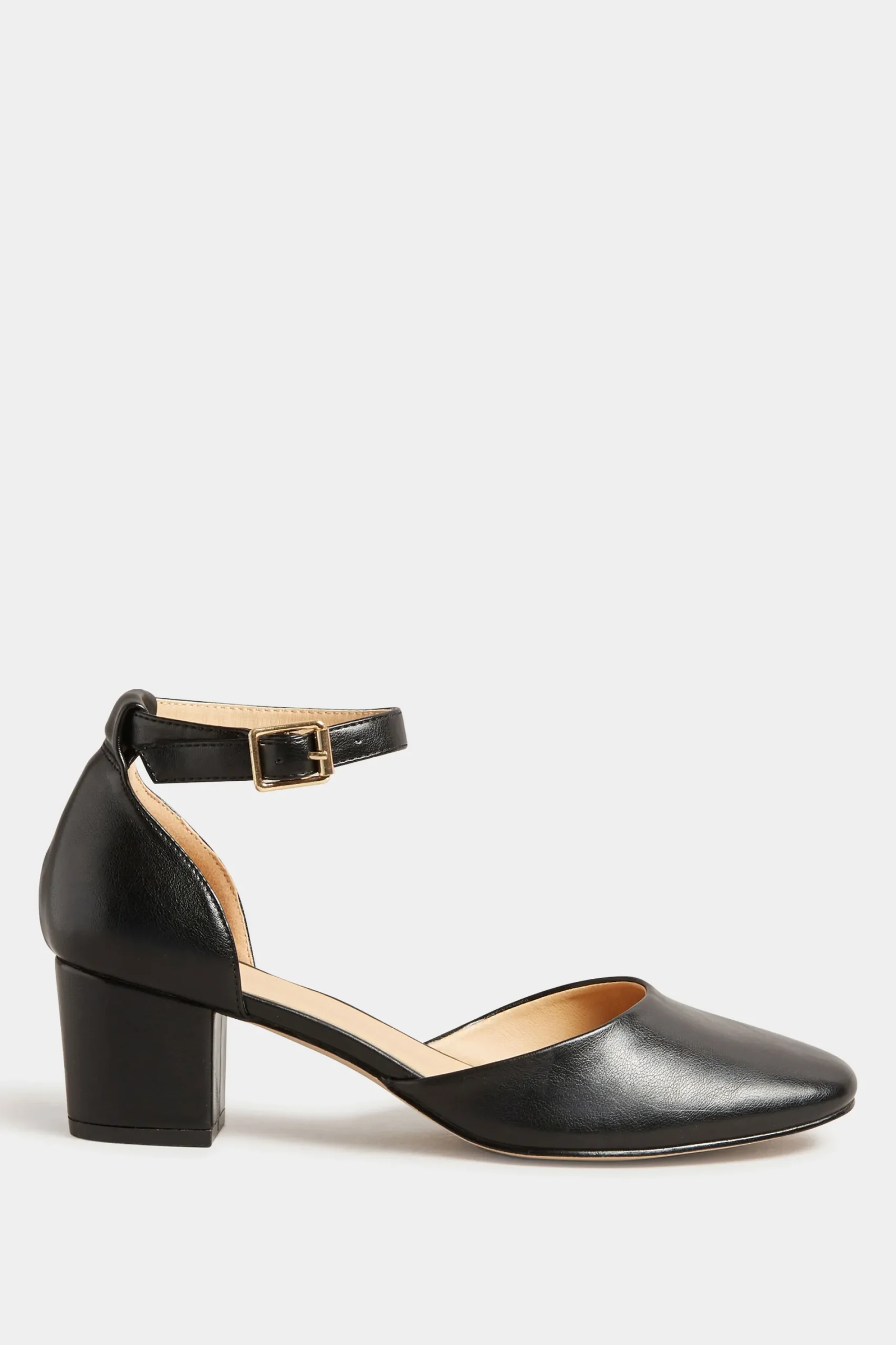 M&Co Lts Lts Black Two Part Block Heel Court Shoes In Standard Fit>Women Heels