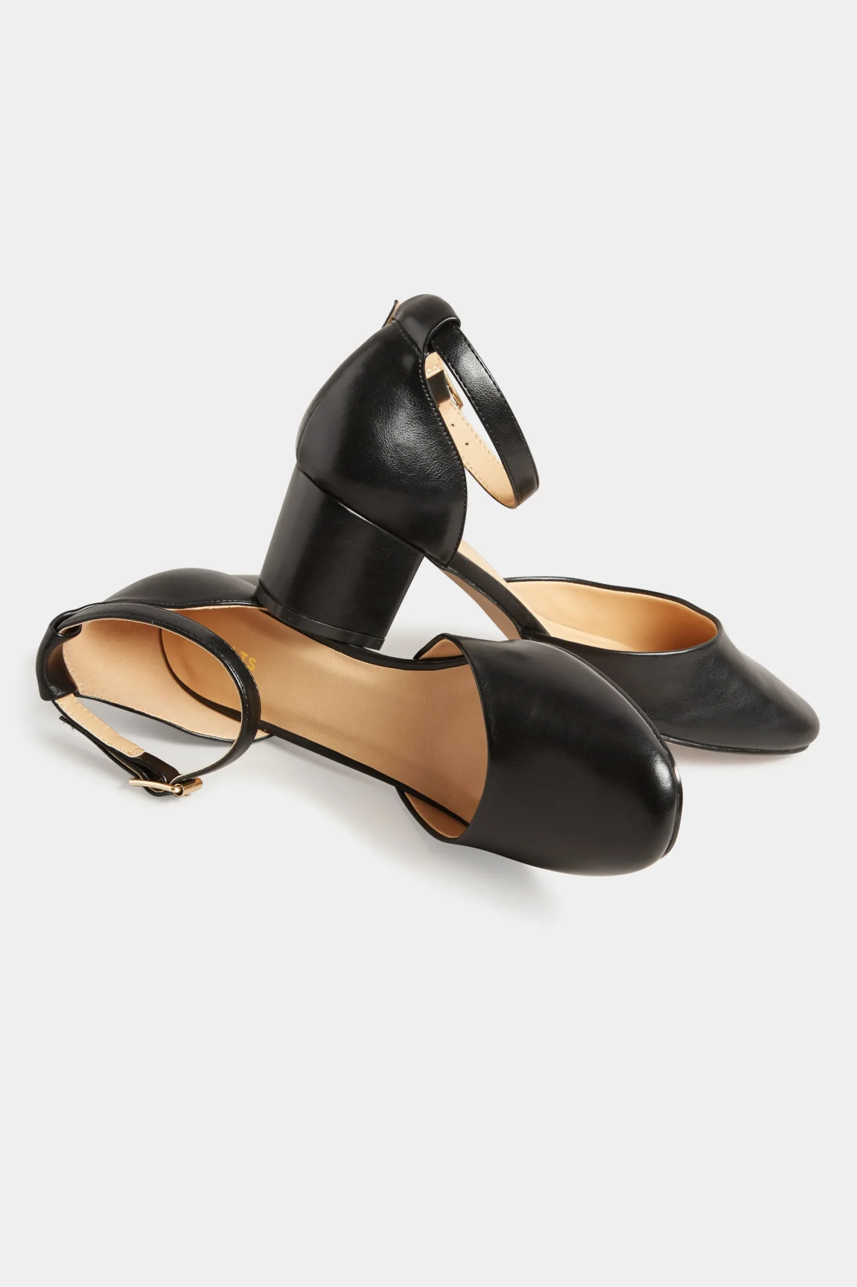 M&Co Lts Lts Black Two Part Block Heel Court Shoes In Standard Fit>Women Heels