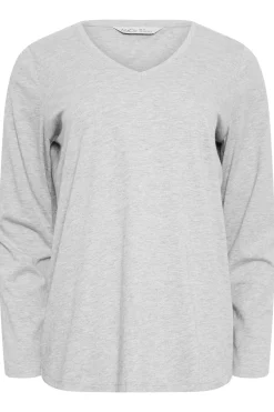 M&Co Grey V-Neck Long Sleeve T-Shirt><noscript><img width=