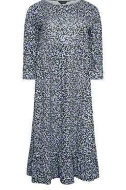 M&Co Petites Petite Blue Ditsy Floral Print Midi Dress>Women Midi Dresses