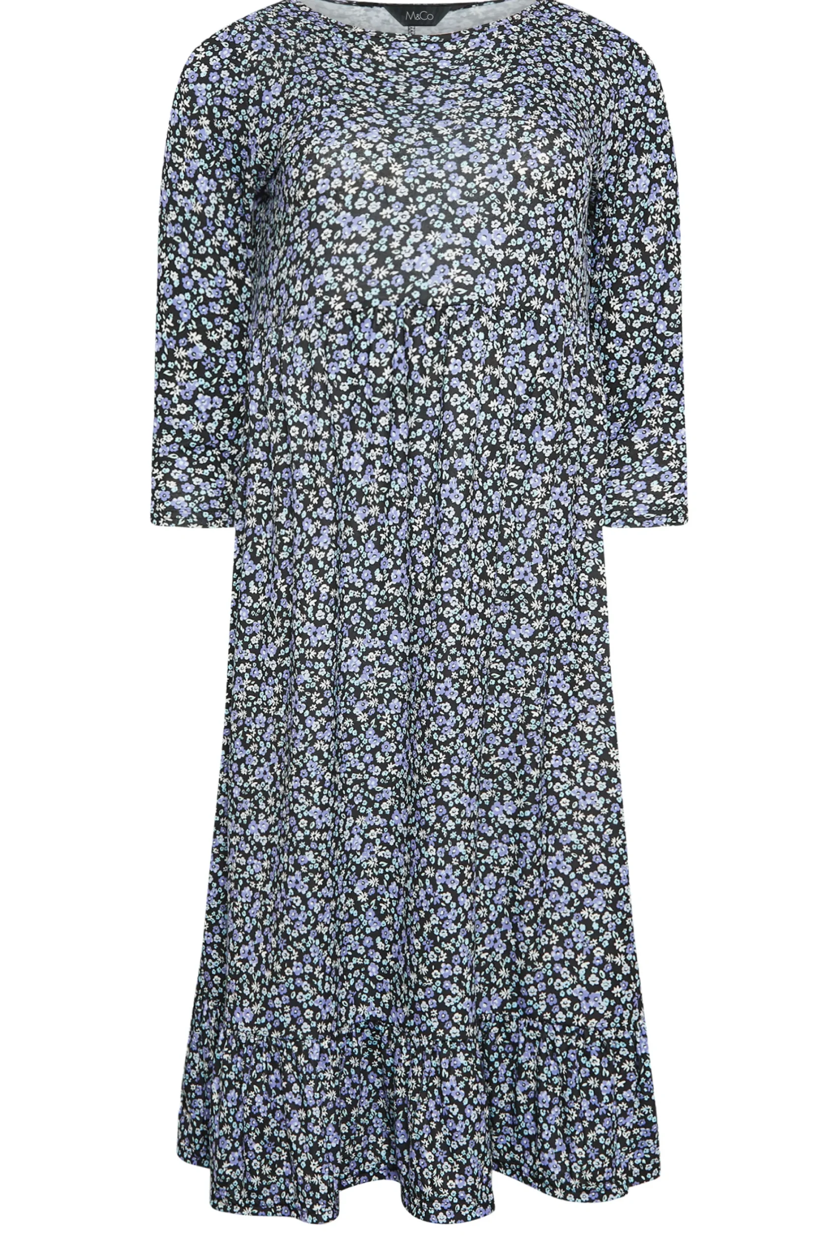 M&Co Petites Petite Blue Ditsy Floral Print Midi Dress>Women Midi Dresses