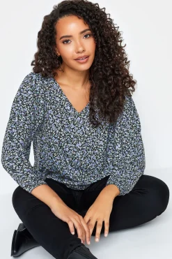 M&Co Petites Petite Blue Ditsy Floral Print Top><noscript><img width=