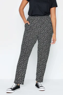 M&Co Petites Petite Black Ditsy Floral Print Harem Trousers>Women Trousers