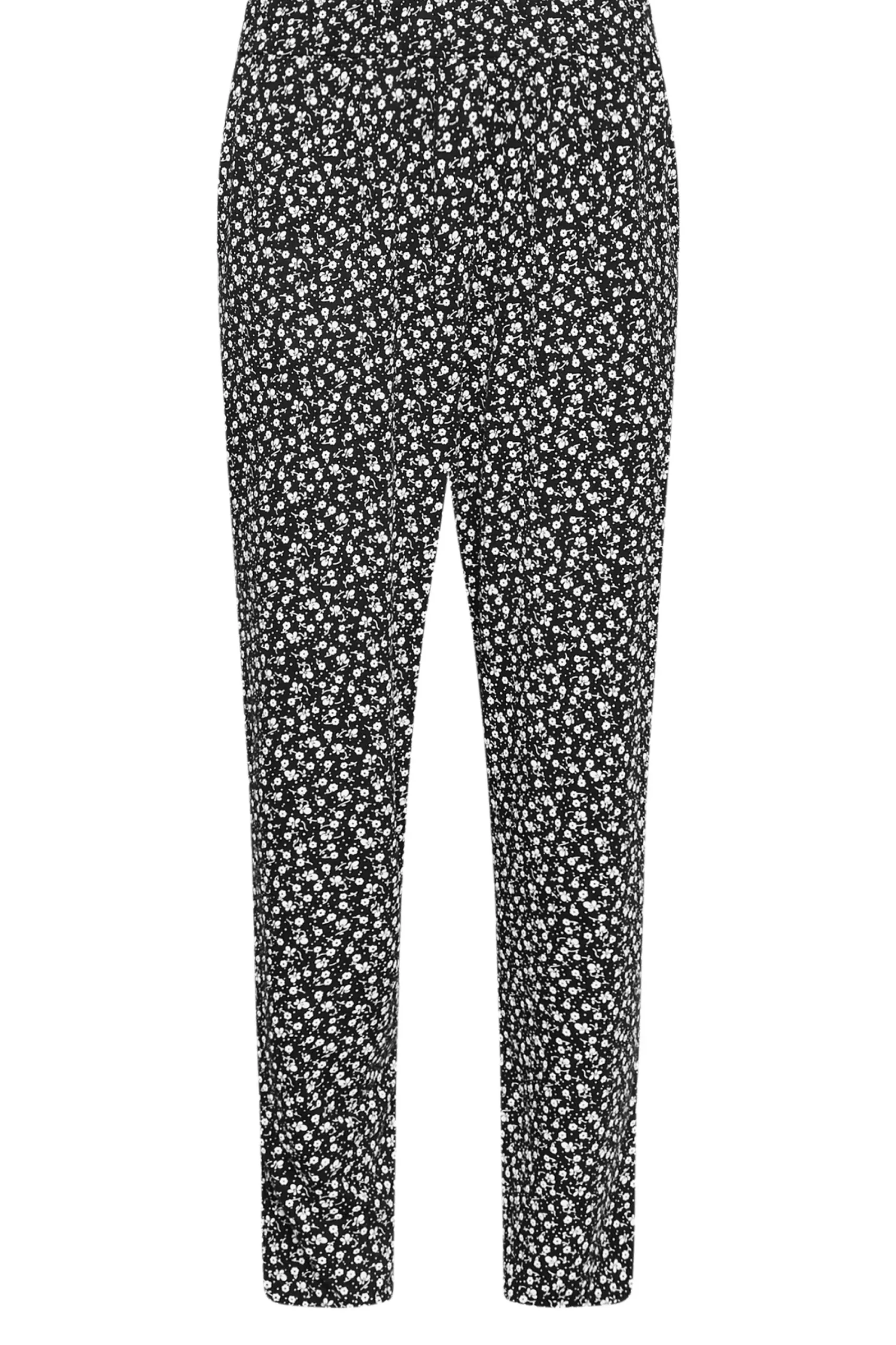 M&Co Petites Petite Black Ditsy Floral Print Harem Trousers>Women Trousers