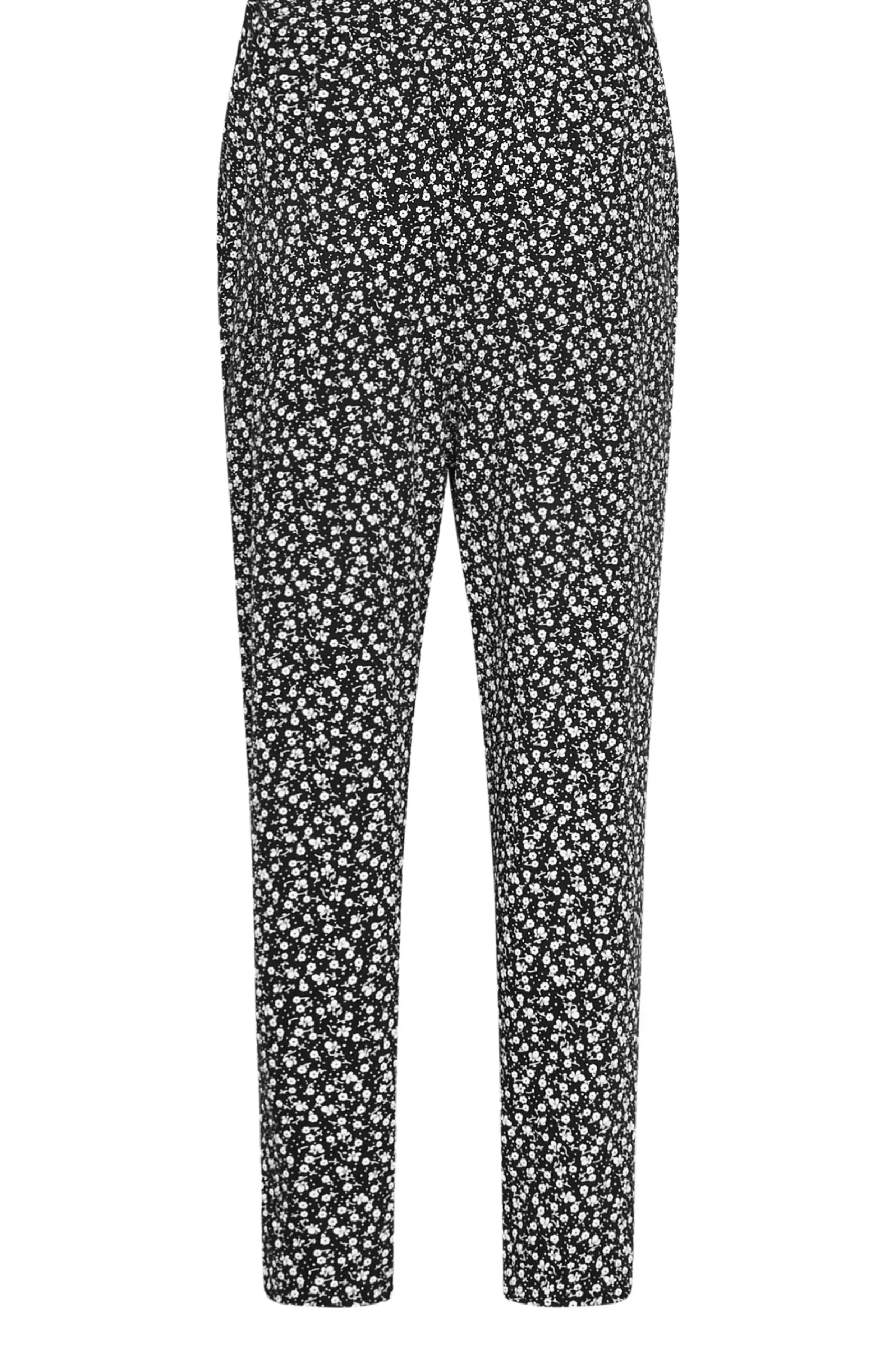 M&Co Petites Petite Black Ditsy Floral Print Harem Trousers>Women Trousers