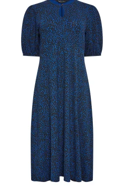 M&Co Petites Petite Cobalt Blue Dalmatian Print Midi Dress>Women Midi Dresses