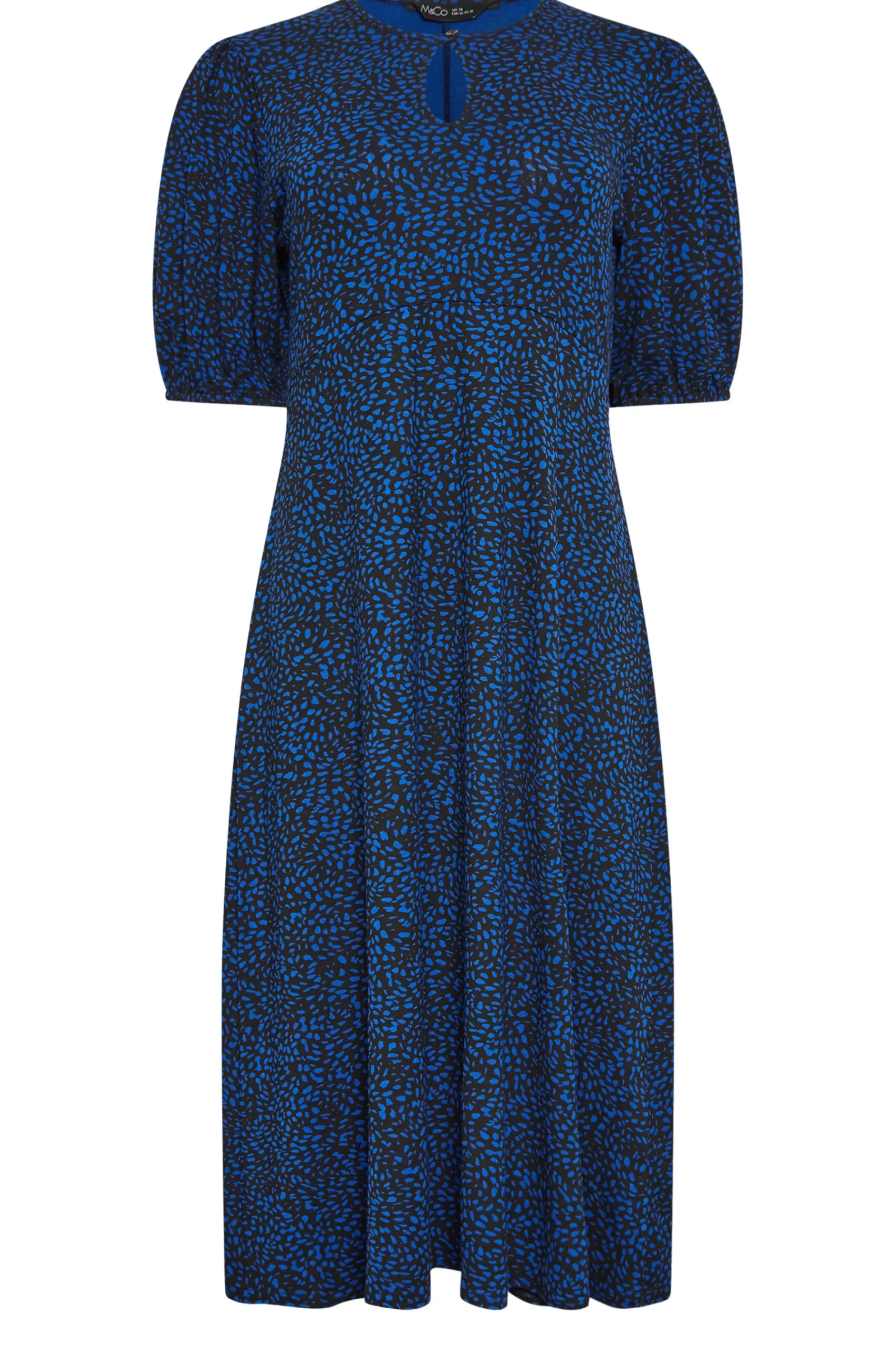M&Co Petites Petite Cobalt Blue Dalmatian Print Midi Dress>Women Midi Dresses