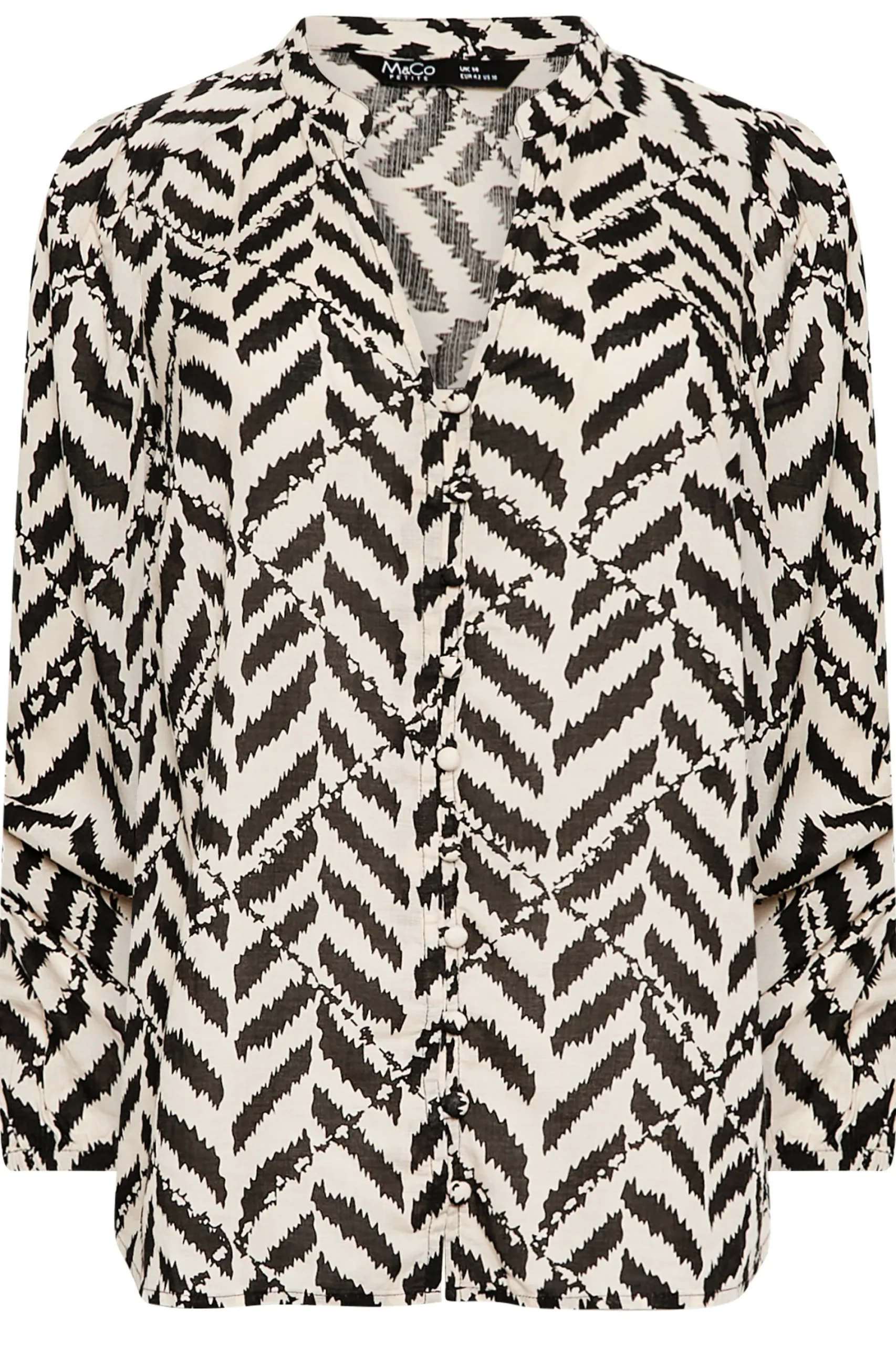M&Co Petites Petite Cream Abstract Patterned Blouse>Women Shirts