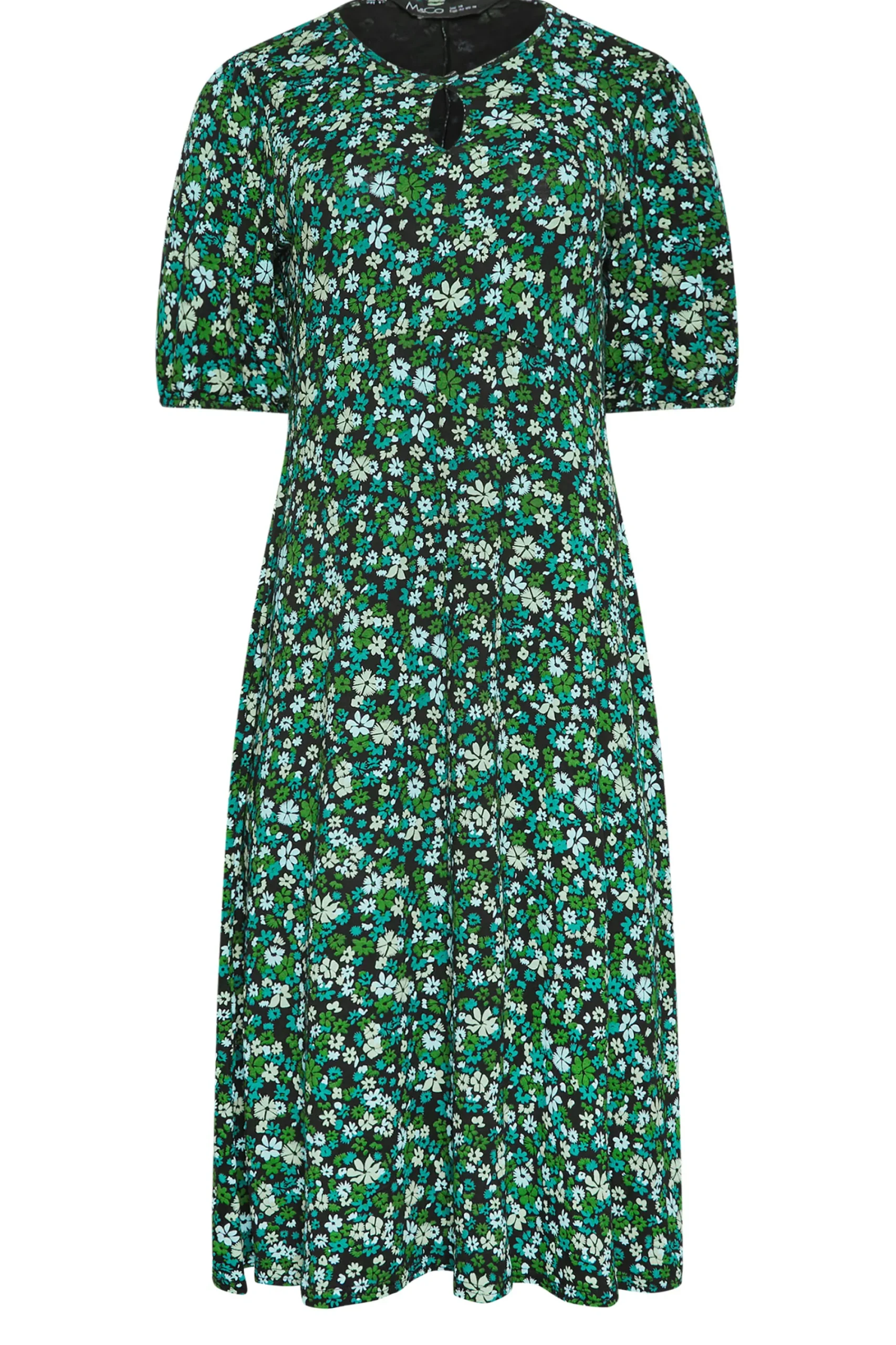 M&Co Petites Petite Green Ditsy Floral Print Midi Dress>Women Midi Dresses