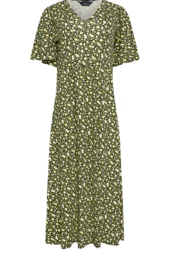 M&Co Petites Petite Green & Yellow Ditsy Floral Print Dress>Women Midi Dresses
