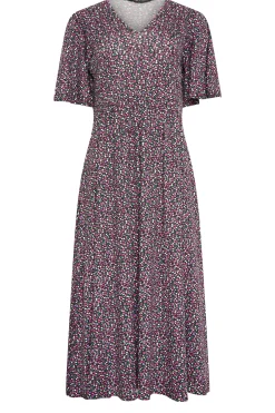 M&Co Petites Petite Purple Ditsy Floral Print Dress>Women Midi Dresses