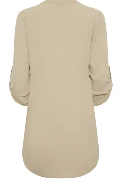 M&Co Womens Beige Brown Long Sleeve Button Blouse><noscript><img width=