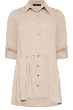 M&Co Womens Beige Brown Frill Hem Shirt><noscript><img width=