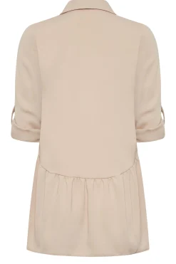 M&Co Womens Beige Brown Frill Hem Shirt><noscript><img width=