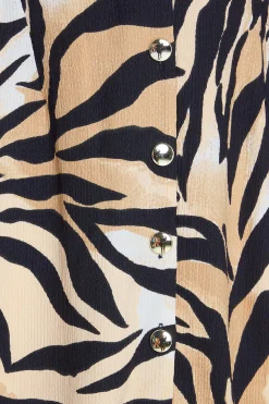 M&Co Womens Beige Brown Zebra Print Button Through Midaxi Dress>Women Wedding Guest Dresses