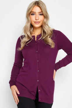 M&Co Womens Berry Red Ribbed Shoulder Cardigan>Women Cardigan