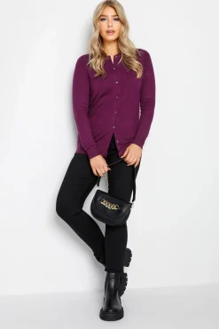 M&Co Womens Berry Red Ribbed Shoulder Cardigan>Women Cardigan
