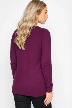 M&Co Womens Berry Red Ribbed Shoulder Cardigan><noscript><img width=