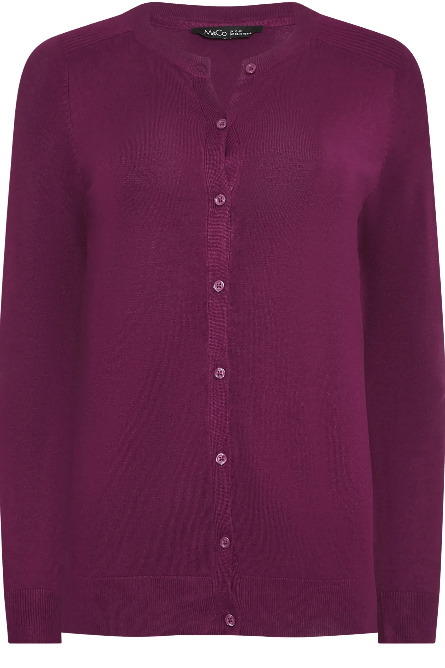 M&Co Womens Berry Red Ribbed Shoulder Cardigan>Women Cardigan