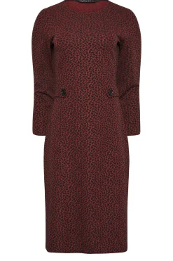 M&Co Womens Berry Red Animal Jacquard Shift Dress>Women Midi Dresses