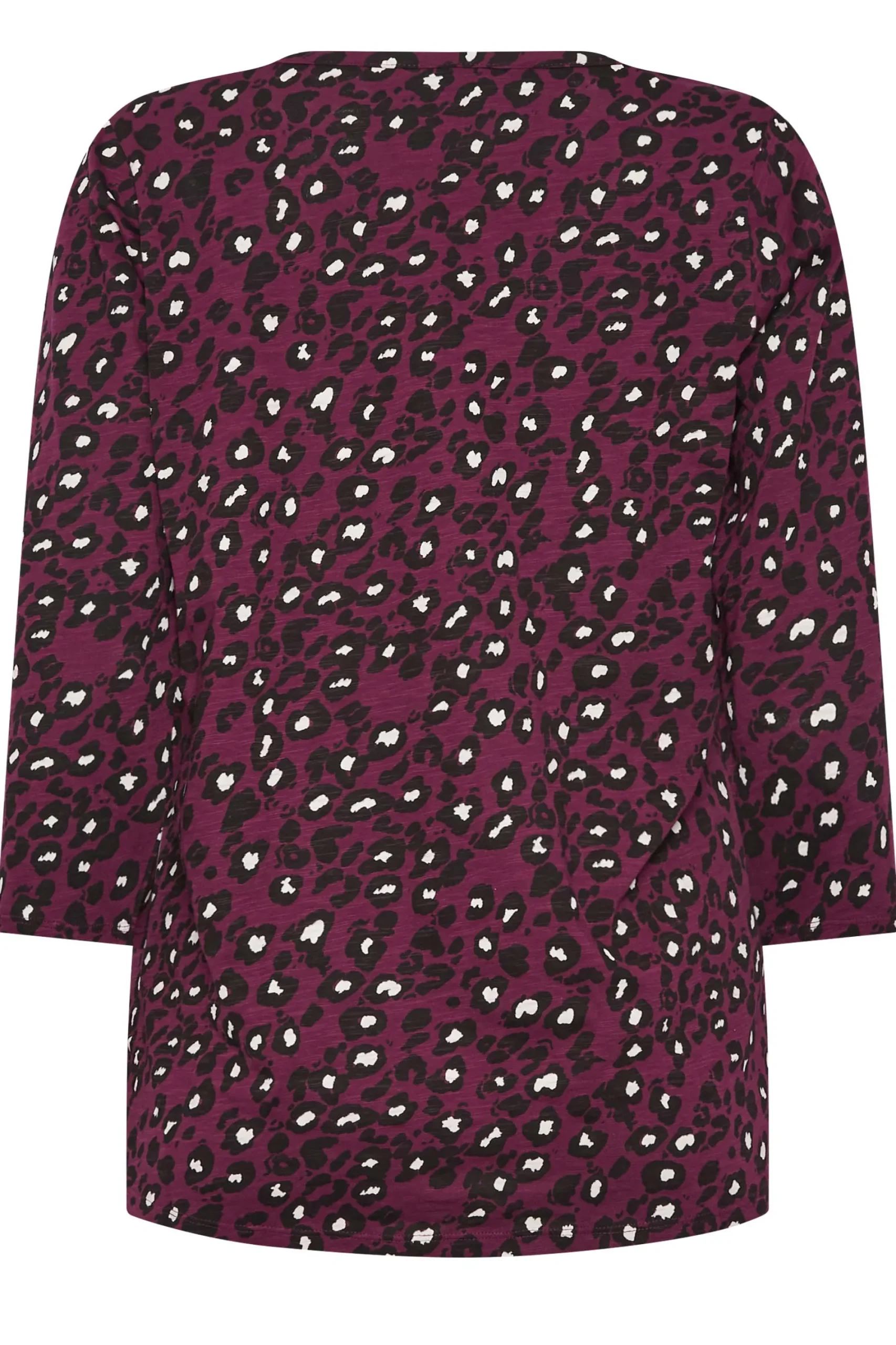 M&Co Womens Berry Red Animal Print Cotton Henley Top>Women Long Sleeve Tops