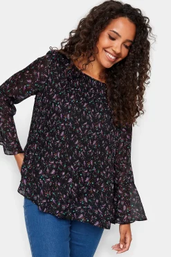 M&Co Womens Bird Print Pleated Blouse>Women Shirts