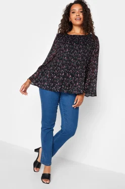 M&Co Womens Bird Print Pleated Blouse>Women Shirts