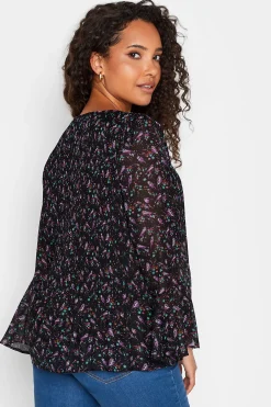 M&Co Womens Bird Print Pleated Blouse><noscript><img width=