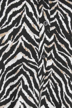 M&Co Womens Black & Brown Animal Print Half Placket Jersey Shirt><noscript><img width=