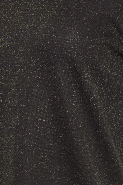 M&Co Womens Black & Gold Shimmer Ruched Sleeve Blouse><noscript><img width=