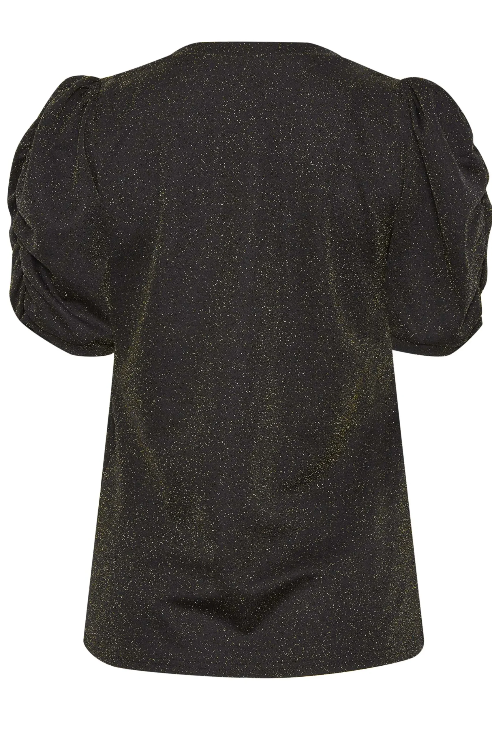 M&Co Womens Black & Gold Shimmer Ruched Sleeve Blouse>Women Blouses