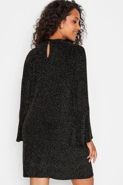 M&Co Womens Black & Gold Shimmer Bell Sleeve Dress><noscript><img width=