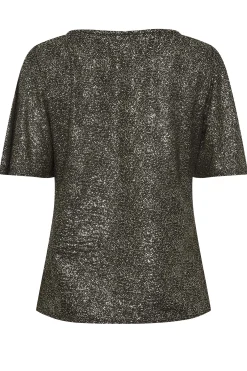 M&Co Womens Black & Gold Glitter Angel Sleeve Top><noscript><img width=