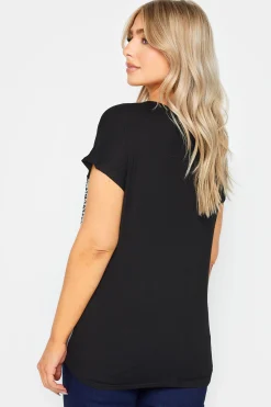 M&Co Womens Black & Grey Leopard Print Colour Block Top><noscript><img width=