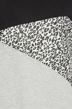 M&Co Womens Black & Grey Leopard Print Colour Block Top><noscript><img width=