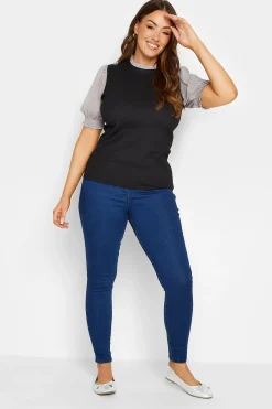 M&Co Womens Black & Grey Contrast Sleeve Blouse>Women Short Sleeve Tops