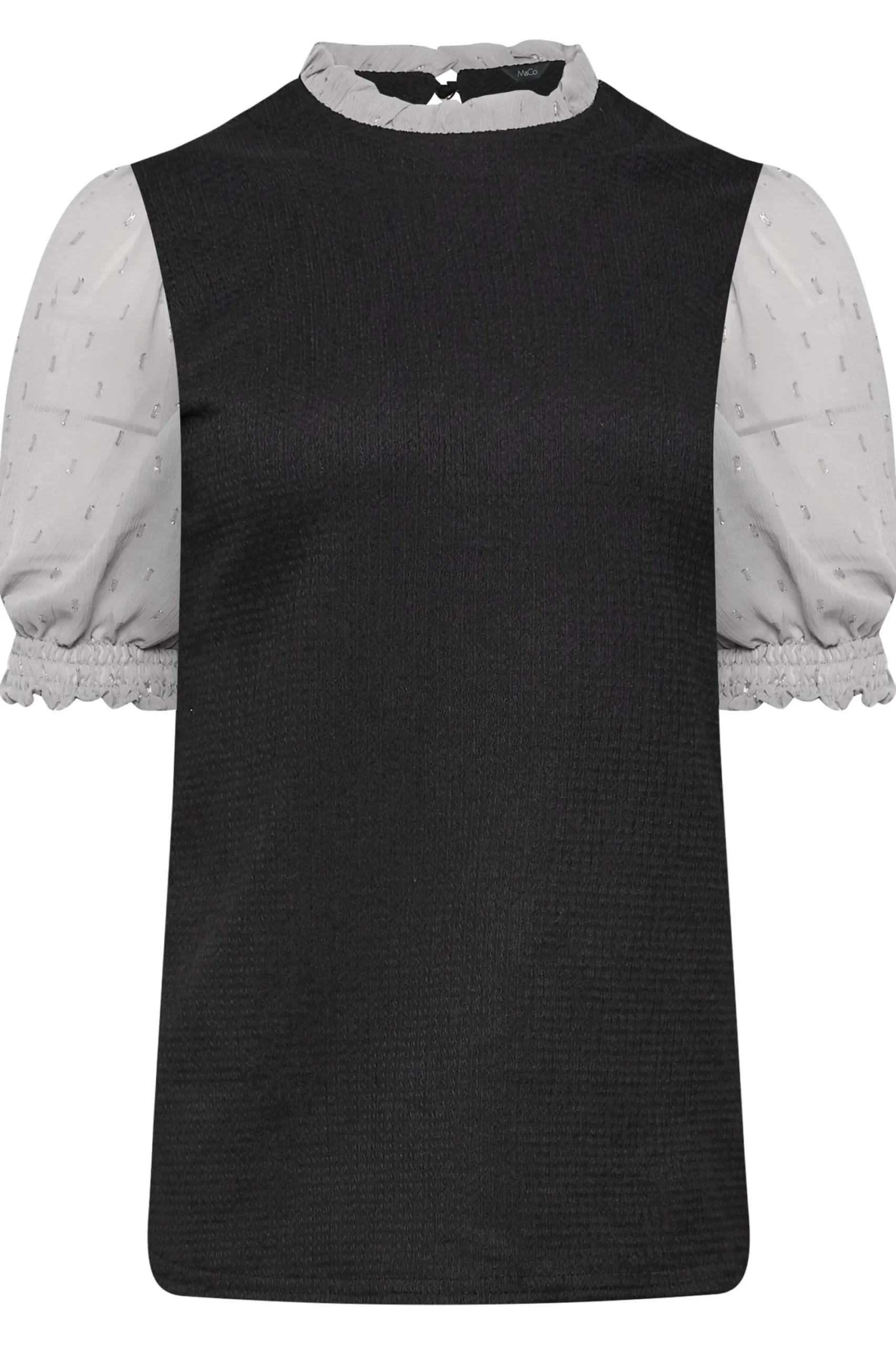M&Co Womens Black & Grey Contrast Sleeve Blouse>Women Short Sleeve Tops