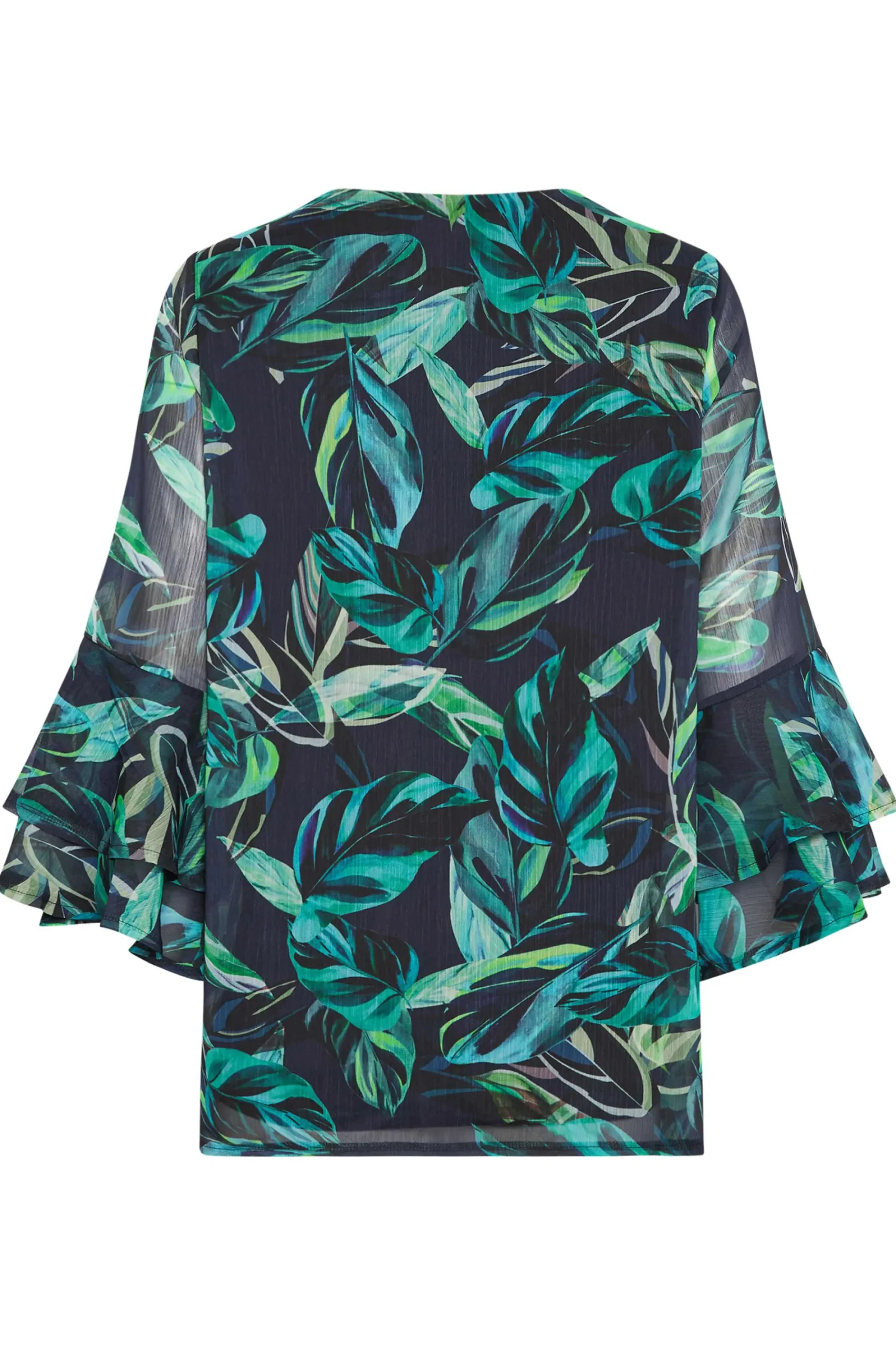 M&Co Womens Black & Green Floral Print Flute Sleeve Blouse>Women Blouses
