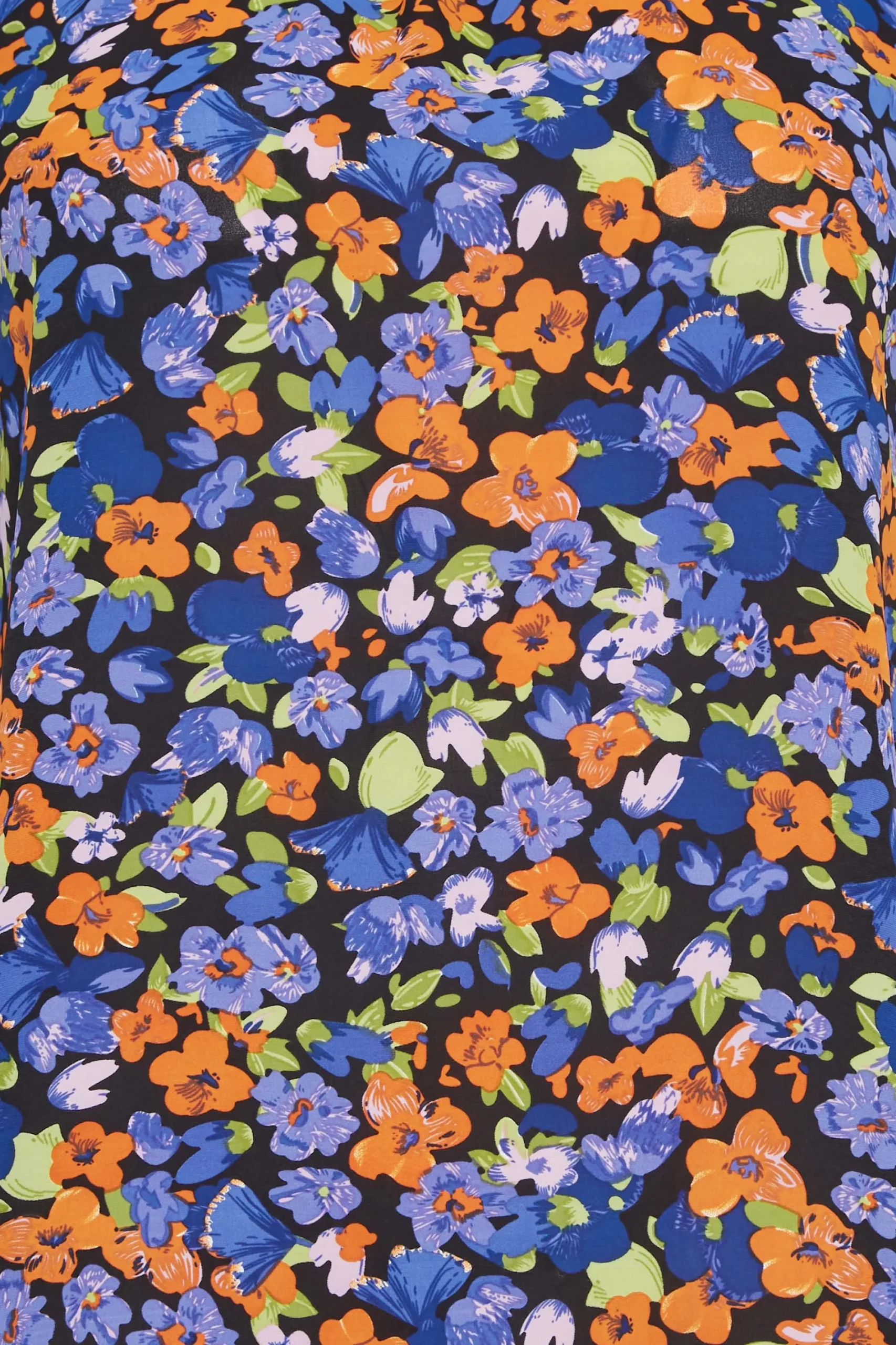 M&Co Womens Black & Orange Floral Print Puff Sleeve Blouse>Women Short Sleeve Tops