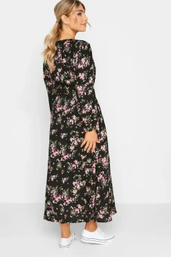 M&Co Womens Black & Pink Floral Print Wrap Front Dress><noscript><img width=