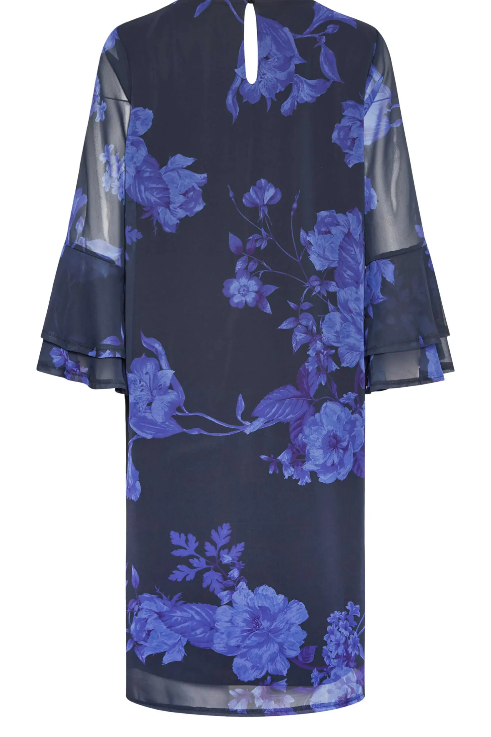 M&Co Womens Black & Purplefloral Print Flute Sleeve Shift Dress>Women Midi Dresses