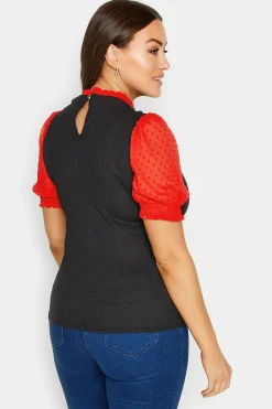 M&Co Womens Black & Red Contrast Sleeve Blouse><noscript><img width=
