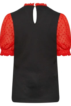 M&Co Womens Black & Red Contrast Sleeve Blouse><noscript><img width=