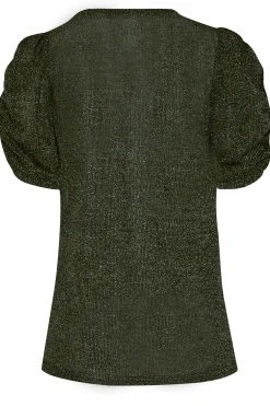 M&Co Womens Black & Silver Shimmer Ruched Sleeve Blouse><noscript><img width=