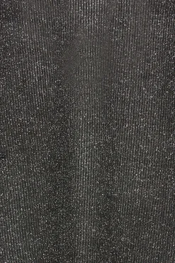 M&Co Womens Black & Silver Glitter Ruched Sleeve Blouse><noscript><img width=