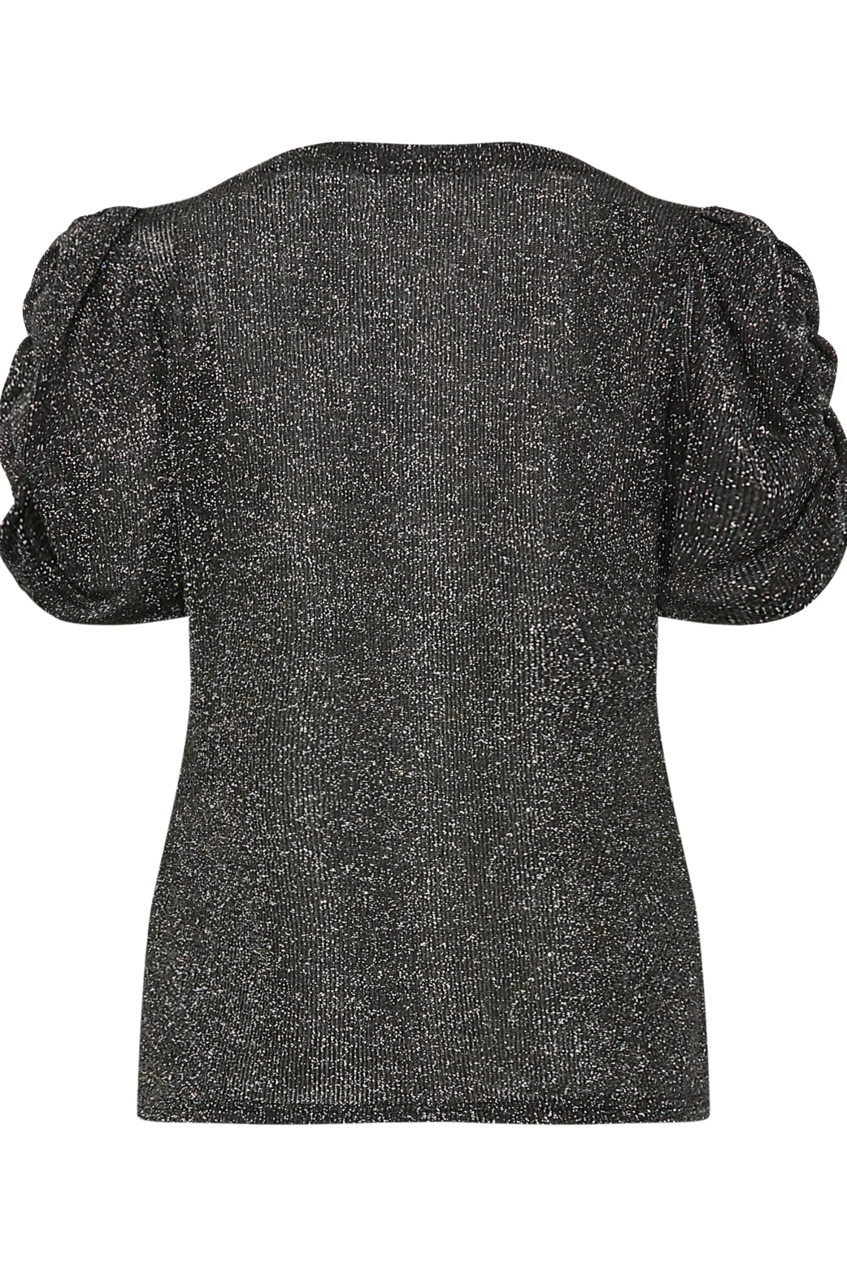 M&Co Womens Black & Silver Glitter Ruched Sleeve Blouse>Women Blouses