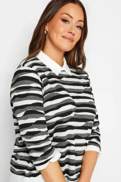 M&Co Womens Black & White Stripe 2 In 1 Jumper><noscript><img width=