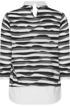 M&Co Womens Black & White Stripe 2 In 1 Jumper><noscript><img width=