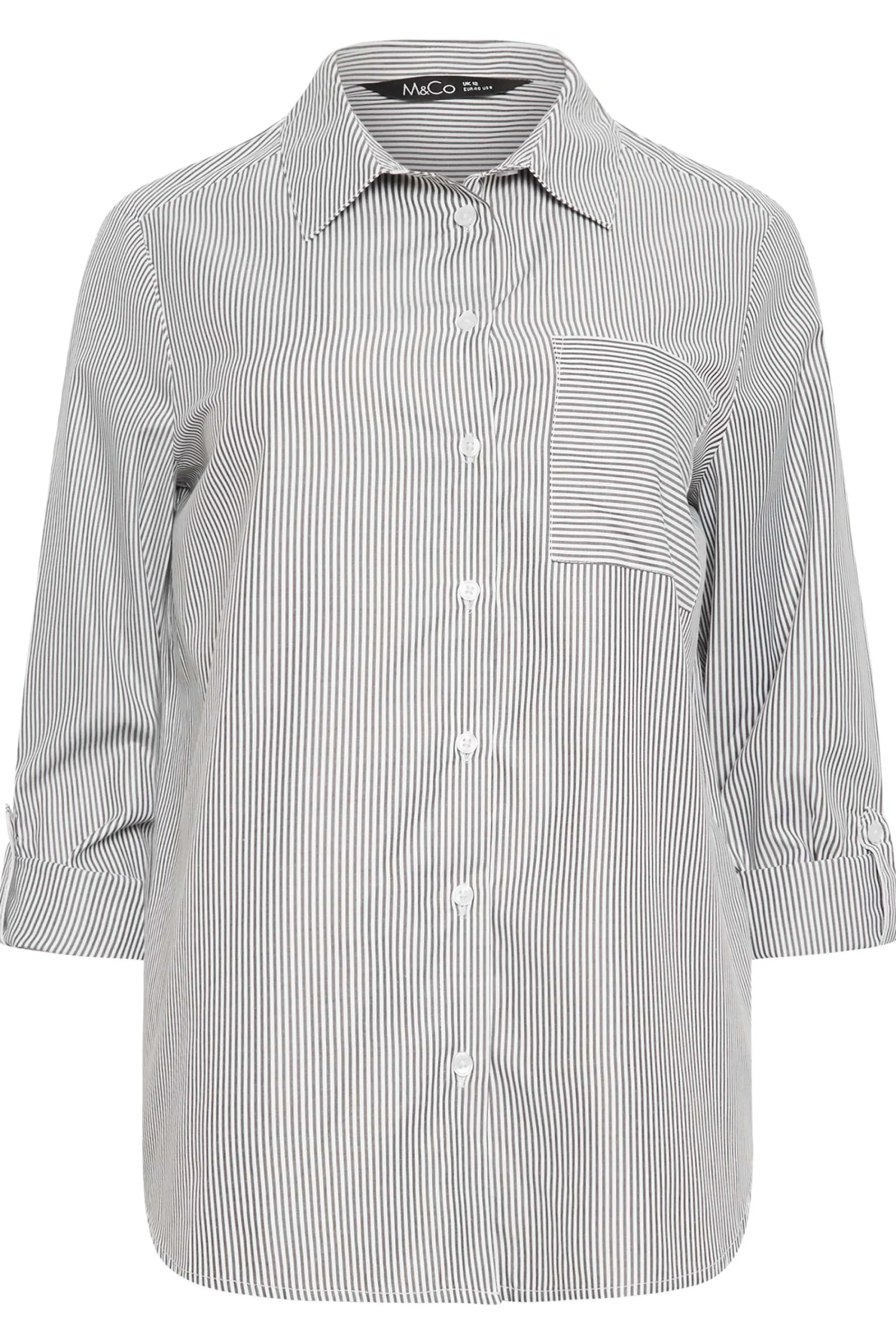 M&Co Womens Black & White Striped Shirt>Women Shirts