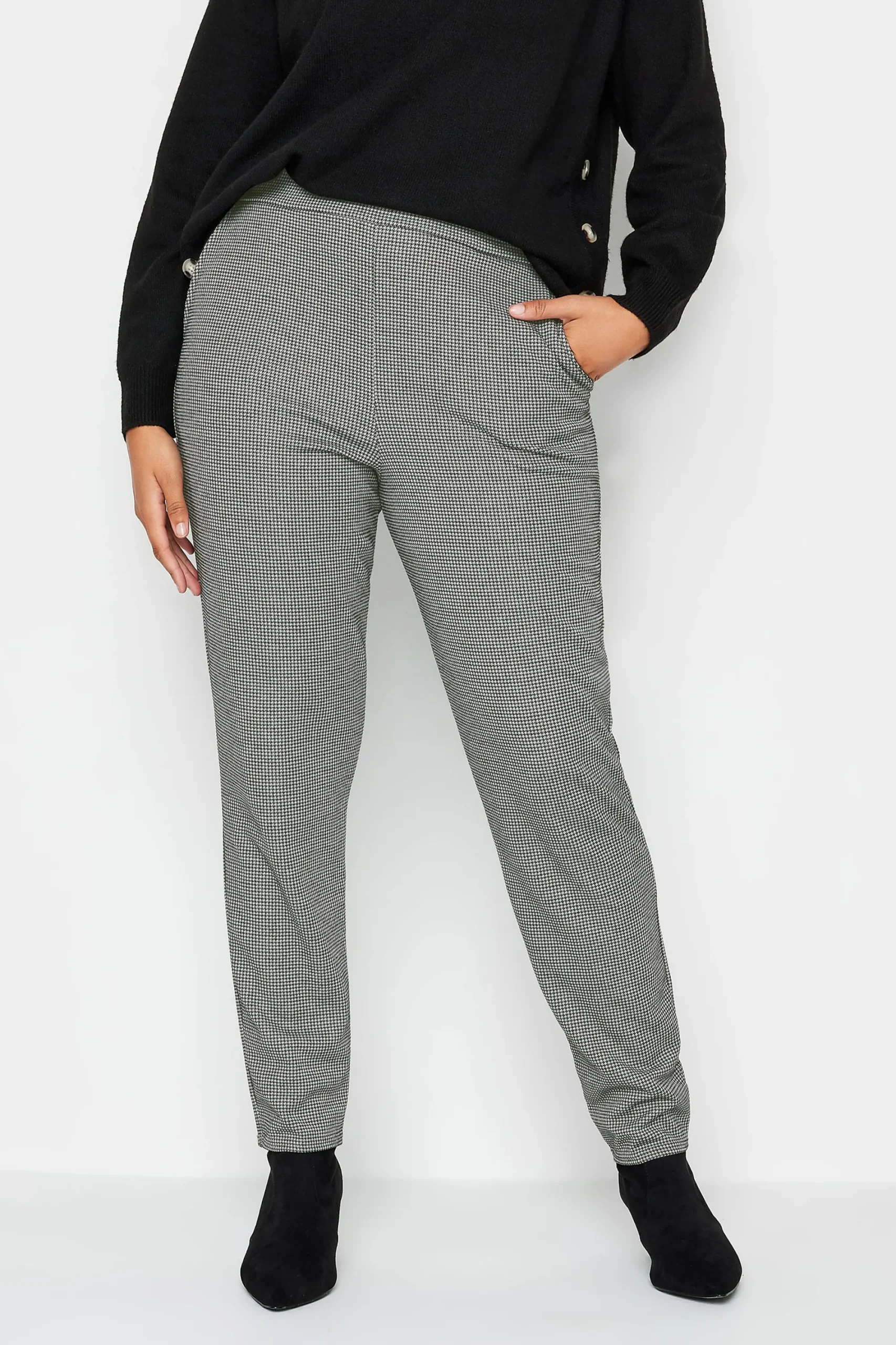 M&Co Womens Black & White Dogtooth Trousers>Women Trousers